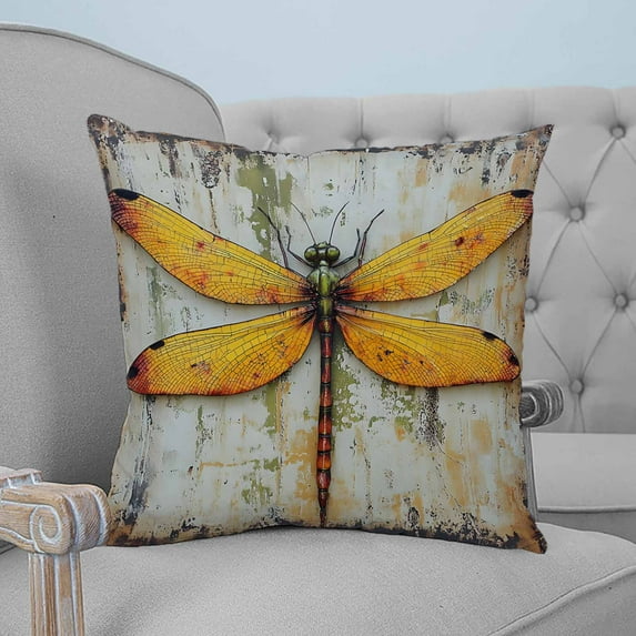 Vintage Dragonfly Decorative Pillowcase 16''x16'', Spring Summer Abstract Oil Painting Throw Pillow Covers Soft Cushion Case for Couch Sofa Bedroom Living Room, Pillowcase Boho Decor