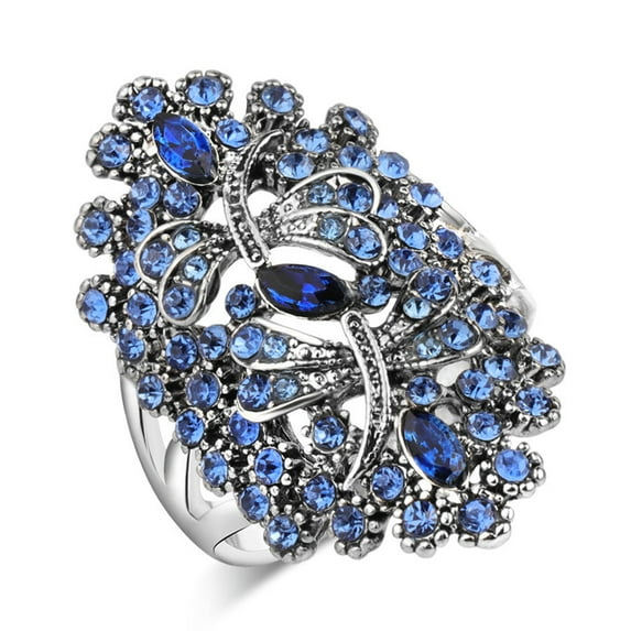 Vintage Dragonfly Ring For Women Alloy Electroplated With Gem Inlay And Elegant European Style For Travel Lovers