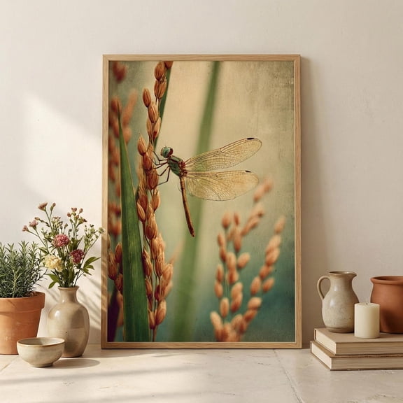 Vintage Dragonfly Wall Art Botanical Wall Art Farmhouse Art