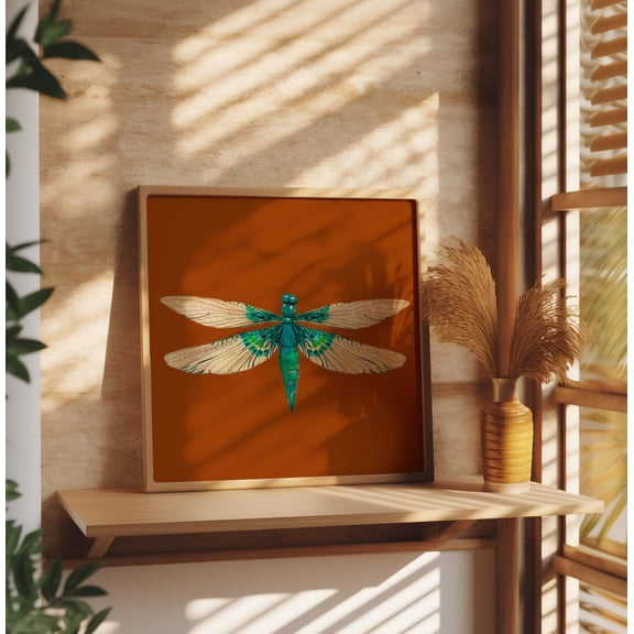 Vintage Dragonfly Wall Art Nature Poster, 12x18 UNFRAMED