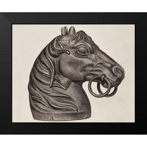 Vintage Drawings 14x12 Black Modern Framed Museum Art Print Titled - Hitching Post 1935