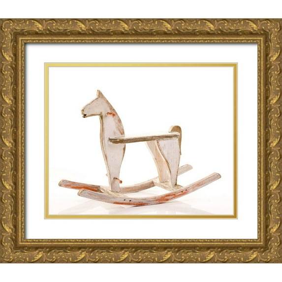 Vintage Drawings 14x12 Gold Ornate Wood Framed with Double Matting Museum Art Print Titled - Rocking Horse