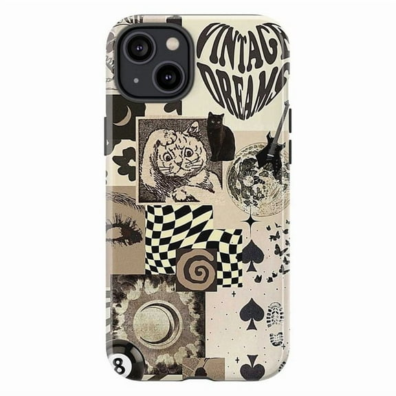 Vintage Dreams Black & White Collage Phone Case for iPhone 16/15/14/13/12/11 Pro, Pro Max, Mini, Plus – Retro Art Phone Cover