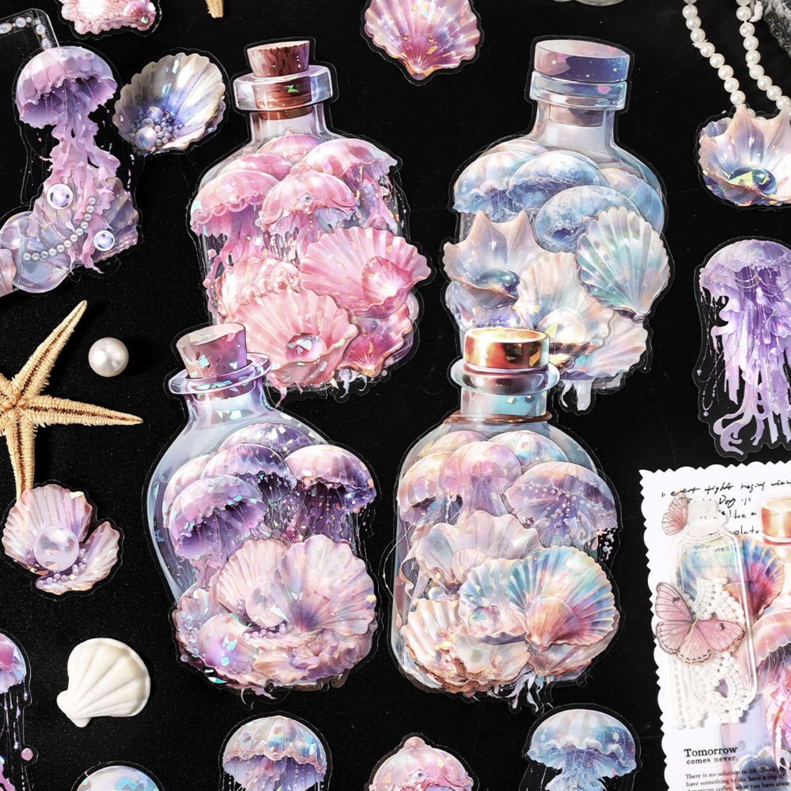 Vintage Dreamy Ocean Tide Junk Journal Sticker Pack, Holographic Shell ...