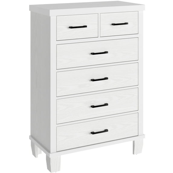 Vintage Dresser for Bedroom with 6 Drawers, Vintage Design Wood Drawer Dresser Chest of Drawers for Closet, Living Room, Hallway, Nursery, Kids Bedroom (White, 6 Drawers)
