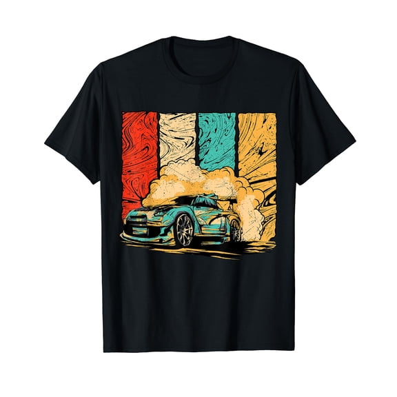 Vintage Drift Car Design Retro Drifting Racecar Motive Black T-Shirt