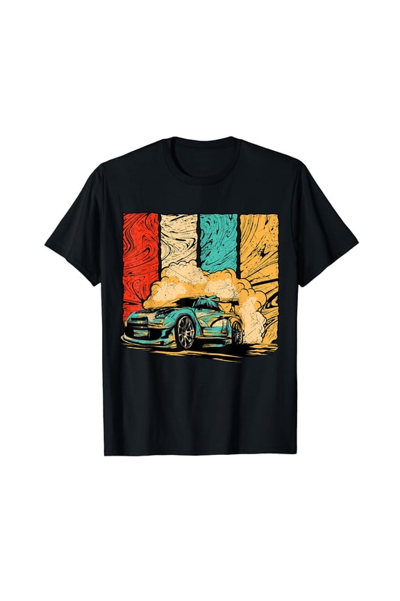 Vintage Drift Car Design Retro Drifting Racecar Motive T-Shirt