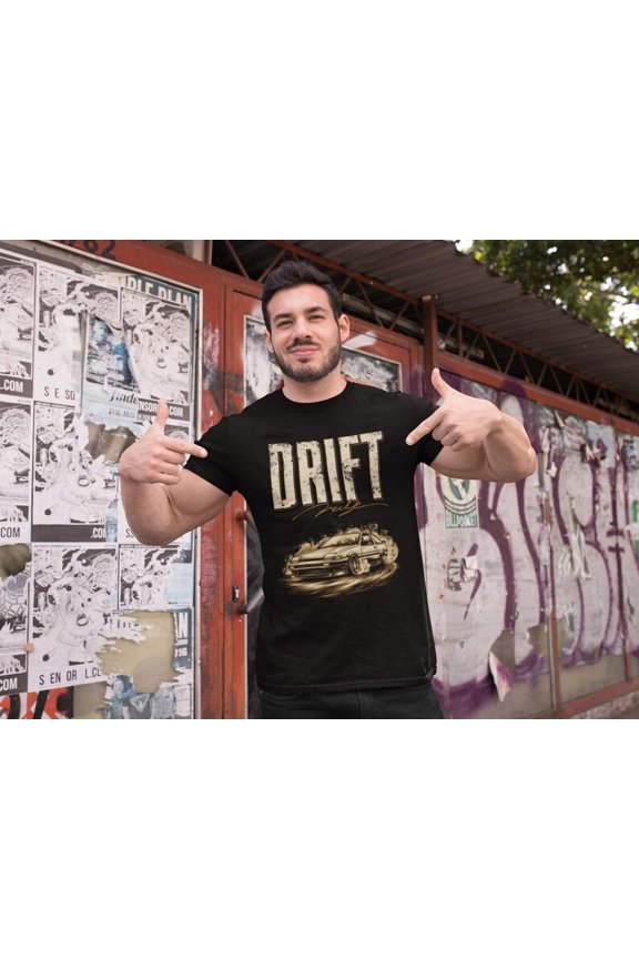Vintage Drift Car Racing Graphic Tee, Retro Street Drift Performance Car Enthusiast Design, Unisex Cotton T-Shirt, Size S-5XL