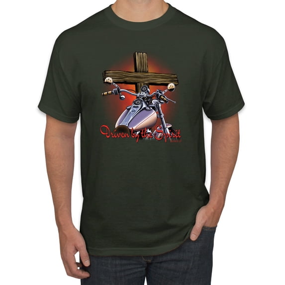 Vintage Driven By The Spirit Christian Verse Inspirational/Christian Men's Graphic T-Shirt, Forest Green, Small