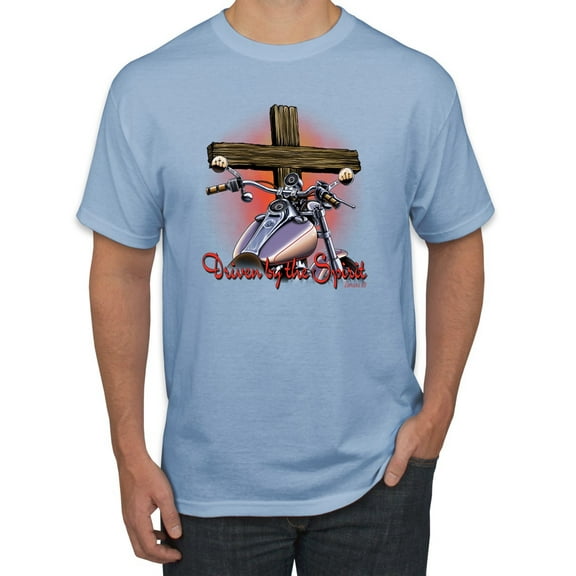 Vintage Driven By The Spirit Christian Verse Inspirational/Christian Men's Graphic T-Shirt, Light Blue, Large