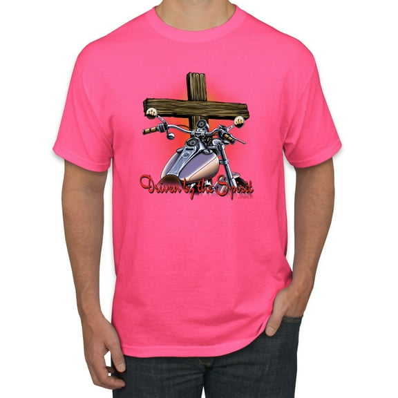 Vintage Driven By The Spirit Christian Verse Inspirational/Christian Men's Graphic T-Shirt, Neon Pink, 5XL