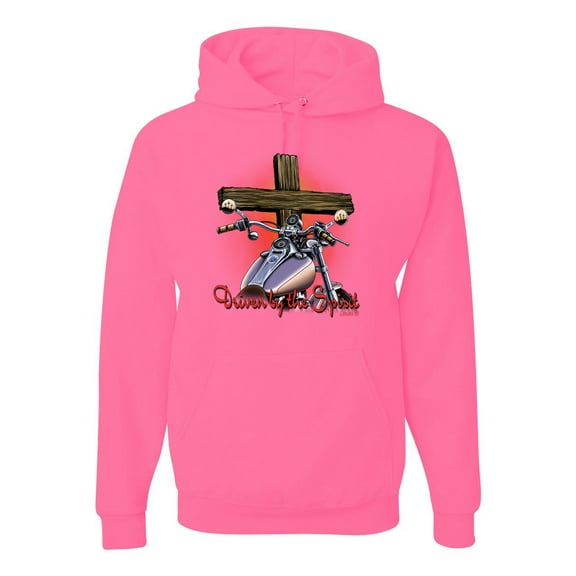 Vintage Driven By The Spirit Christian Verse Inspirational/Christian Unisex Graphic Hoodie Sweatshirt, Neon Pink, Medium