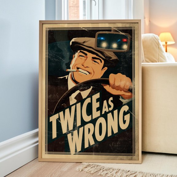Vintage Driving Wall Art Print With Retro Driver And Classic Car Decor Unframed Paper Print