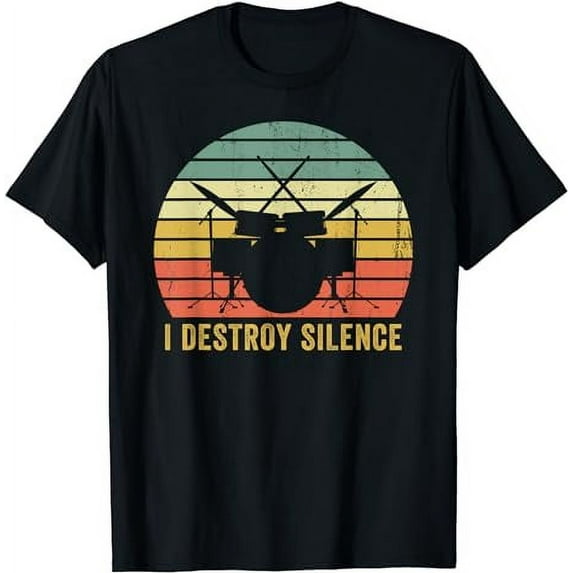 Vintage Drummer Destroy Silence Funny Percussion Drums T-Shirt