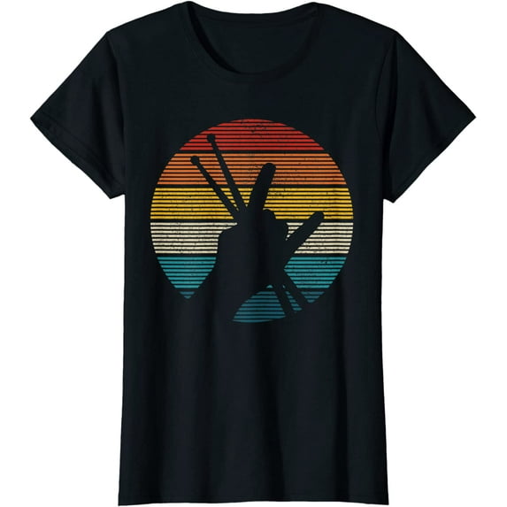 Vintage Drummer Drum Sticks Rock & Roll Hand Horns Gift T-Shirt