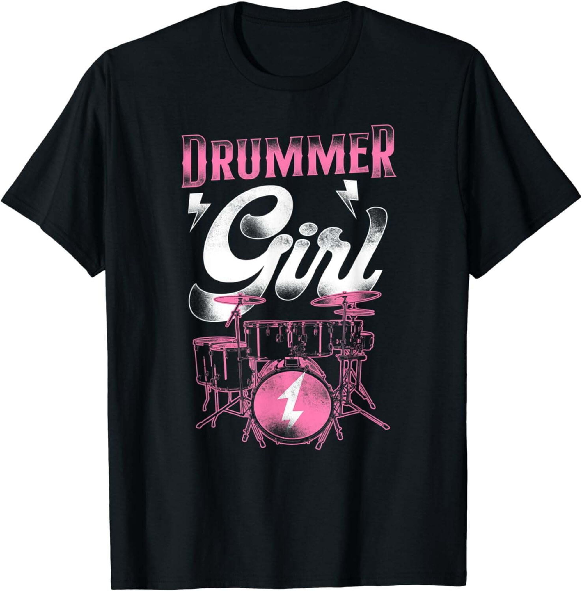 Vintage Drummer Girl TShirt Retro Drum Set Tee for Female Drummers