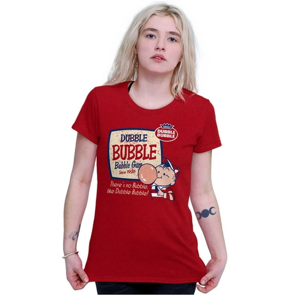 Vintage Dubble Bubble Chewing Gum Logo Women's T Shirt Ladies Tee Brisco Brands S