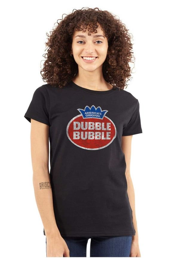 Vintage Dubble Bubble Gum Double Logo Women's T Shirt Ladies Tee Brisco Brands L