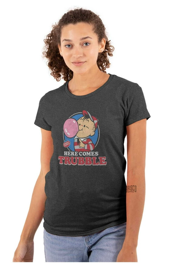 Vintage Dubble Bubble Here Comes Trouble Women's T Shirt Ladies Tee Brisco Brands S