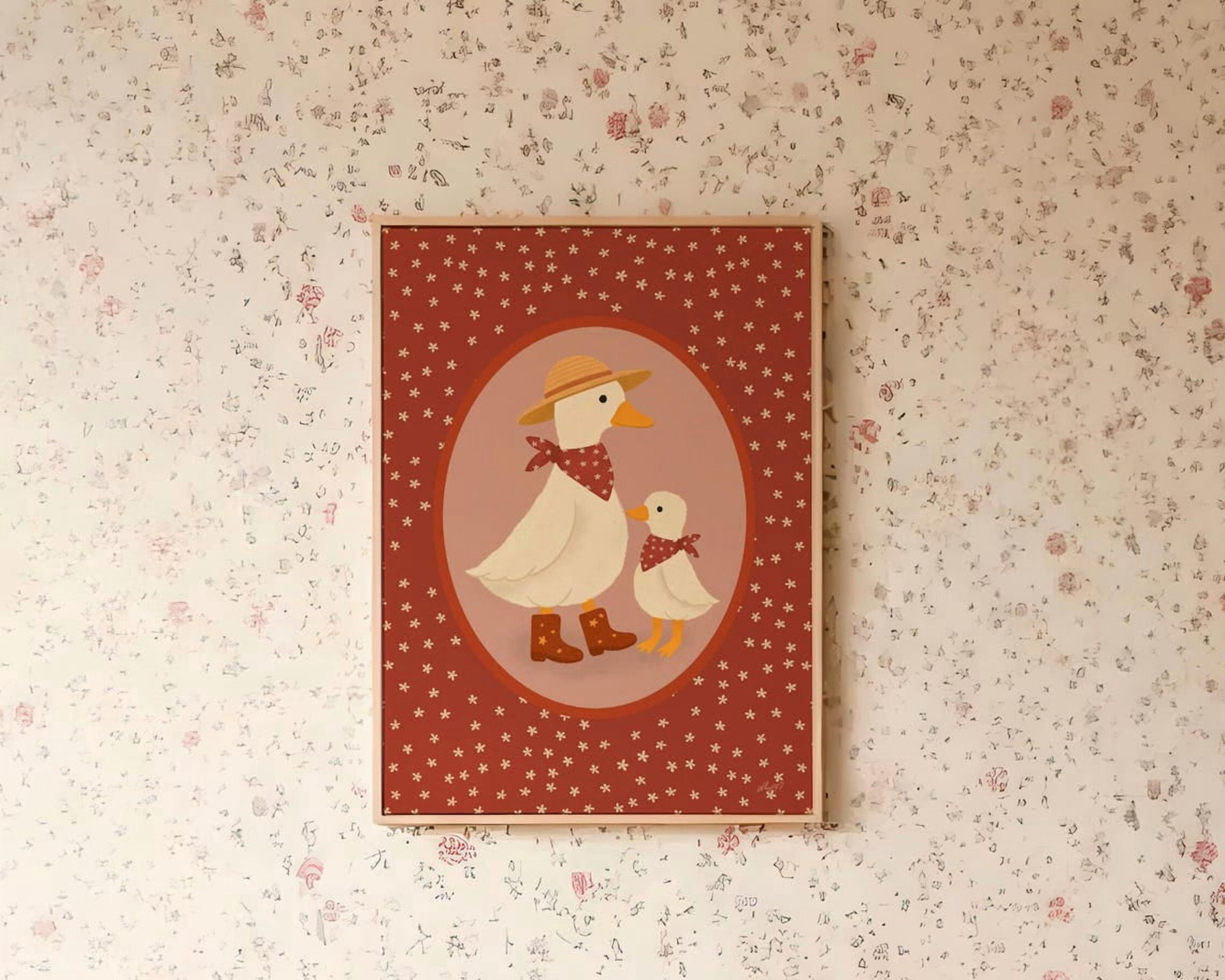 Vintage Duck Family Wall Art, Farm Animal Nursery Decor With Cottage ...