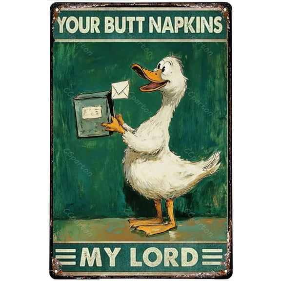 Vintage Duck Metal Sign Your Butt Napkins My Lord Funny Aluminum Poster for Home Bar Office Decor 8x12 Inch Retro Wall Art with Mailbox Humor Novelty Gift