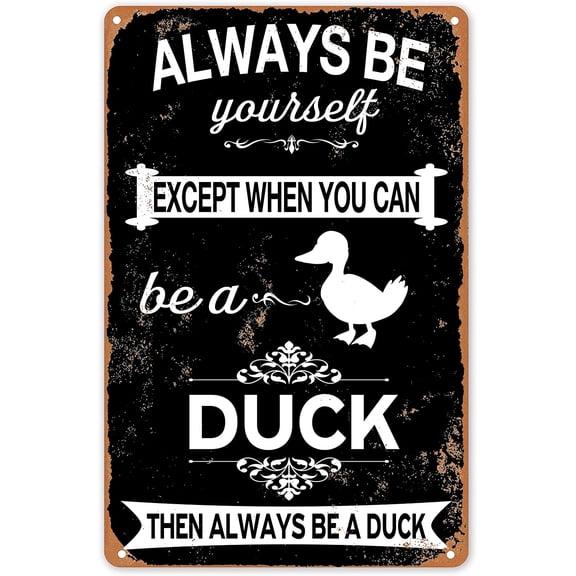 Vintage Duck Metal Tin Sign Wall Art for Home Kitchen Bar Cafe, 8 x 12 Inch, Multicolor