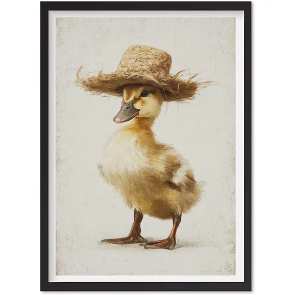 Vintage Duck Portrait Painting Rustic Wall Art Decor Vintage Farmhouse Wall Art, Matte Canvas Stretched, Posters for Room Bedroom Living Room Bathroom Wall Decor, Posters & Art Prints, Gift.
