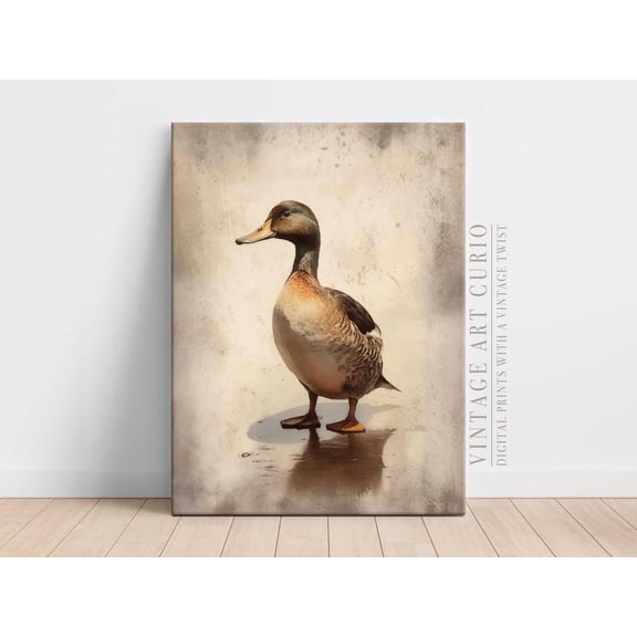 Vintage Duck, Rustic Farmhouse Decor Unframed Paper Print