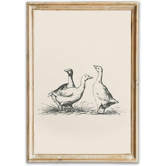 Vintage Duck Wall Art Prints Minimalist Abstract Animal Picture for Wall Decor Antique Vintage Painting Farmhouse Wall Decor Country Farm Animal Artwork for Living Room Kitchen Decor Poster