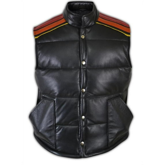 Vintage Durden Fight Puffer Club Stripe Color Puffed Leather Vest SouthBeachLeather
