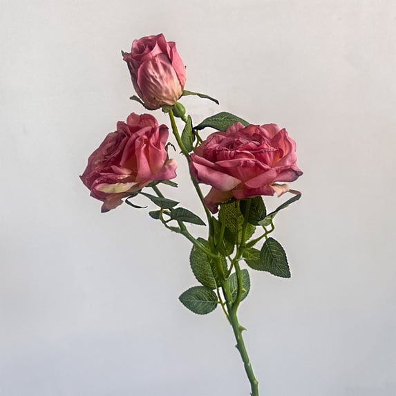 Vintage Dusty Pink Artificial Rose Stems With 3 Realistic Blooms Per Stem Faux Roses For Home Decor Wedding Table Centerpiece And Floral Arrangements