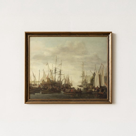 Vintage Dutch Harbor Antique Maritime Wall Art European Heritage Wall Decor