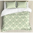 thumbnail image 1 of Vintage Duvet Cover Set, Flourishes Drawn by Hand Floral Details Victorian Inspired Ornaments, Decorative 3 Piece Bedding Set with 2 Pillow Shams, Queen Size, Cream and Laurel Green, by Ambesonne, 1 of 3
