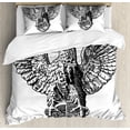 thumbnail image 1 of Vintage Duvet Cover Set King Size, Italian Rome Heraldry Eagle Statue Pattern European Empire Heritage Culture Print, Decorative 3 Piece Bedding Set with 2 Pillow Shams, Black White, by Ambesonne, 1 of 3