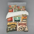 thumbnail image 1 of Vintage Duvet Cover Set, Nostalgic Art Auto Service Garage Funk Style Highway Logo Repair Road Grunge Design, Bedding Set with Shams and Fitted Sheet, 3 Sizes, by Ambesonne, 1 of 3