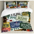 thumbnail image 1 of Vintage Duvet Cover Set, Original Retro Style License Plates Personalized Creative Travel Vacation, Decorative 3 Piece Bedding Set with 2 Pillow Shams, King Size, Blue Green, by Ambesonne, 1 of 3