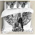 thumbnail image 1 of Vintage Duvet Cover Set Queen Size, Italian Rome Heraldry Eagle Statue Pattern European Empire Heritage Culture Print, Decorative 3 Piece Bedding Set with 2 Pillow Shams, Black White, by Ambesonne, 1 of 3