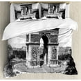 thumbnail image 1 of Vintage Duvet Cover Set Queen Size, Old Photo of Auguste Vitu Monument in Paris French Heritage Retro Picture, Decorative 3 Piece Bedding Set with 2 Pillow Shams, Black and White, by Ambesonne, 1 of 3