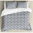 thumbnail image 1 of Vintage Duvet Cover Set Queen Size, Simple Daisy Blossoms with Leafy Twigs Nostalgic Floral Pattern, Decorative 3 Piece Bedding Set with 2 Pillow Shams, Blue Grey Coconut Pale Grey, by Ambesonne, 1 of 2
