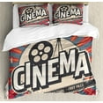 thumbnail image 1 of Vintage Duvet Cover Set, Retro Cinema Movie Vintage Paper Texture Hollywood Stars Theme Image Print, Decorative 3 Piece Bedding Set with 2 Pillow Shams, Calking Size, Brown Ecru Grey, by Ambesonne, 1 of 3