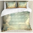 thumbnail image 1 of Vintage Duvet Cover Set, Sky Looks Like Dream Space with Sun Rays Celestial Miracle Atmosphere Photo, Decorative 3 Piece Bedding Set with 2 Pillow Shams, Queen Size, Blue White, by Ambesonne, 1 of 3