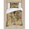 thumbnail image 1 of Vintage Duvet Cover Set Twin Size, Dated Old Map of Ancient World Historic Geography Theme Antique Grungy Design Print, Decorative 2 Piece Bedding Set with 1 Pillow Sham, Multicolor, by Ambesonne, 1 of 3