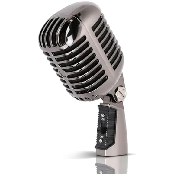 Vintage Dynamic Microphone, Old Classic Dynamic Wired Vocal Cardioid Mic, for Karaoke Live Performance in-Studio Recording Singing Stage, XLR Cable Compatible(Not Included)$$Music