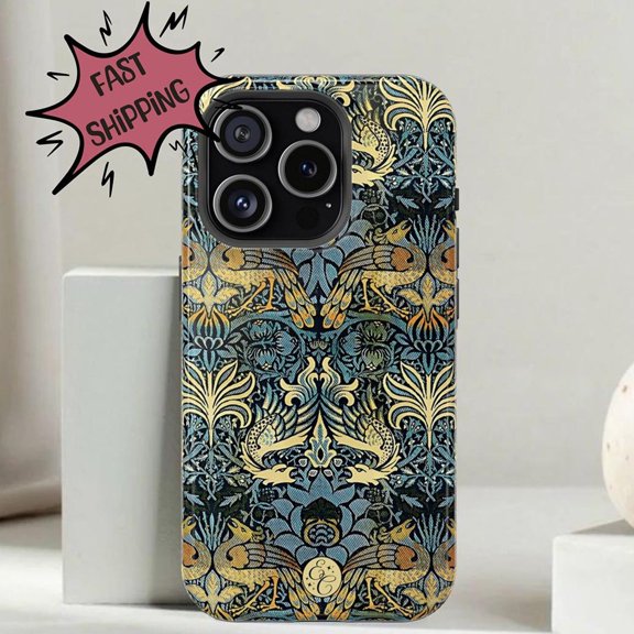 Vintage EC Bird Floral Art Nouveau Phone Case iPhone 17 through 11 Pro Max