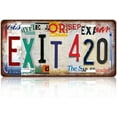thumbnail image 1 of Vintage EXIT 420 Metal Tin Sign License Plate Wall Decor 12 x 6 Inches, 1 of 5