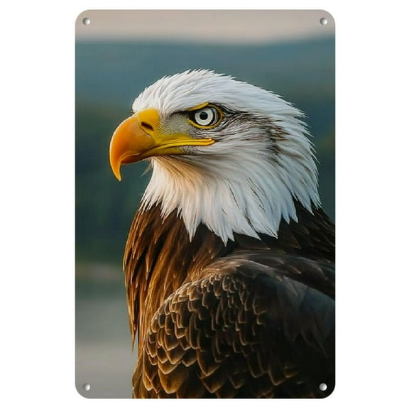 Vintage Eagle Iron Wall Art, 8" x 12" Rectangular Metal Sheet Painting, Vertical Orientation, Durable Weather-Resistant Home Decor