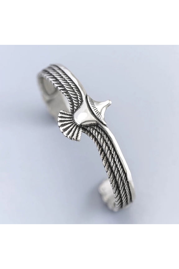 Vintage Eagle Wings Bangle Antique Silver Plated Bald Eagle Cuff Bracelets For Men Women Viking Indian Jewelry