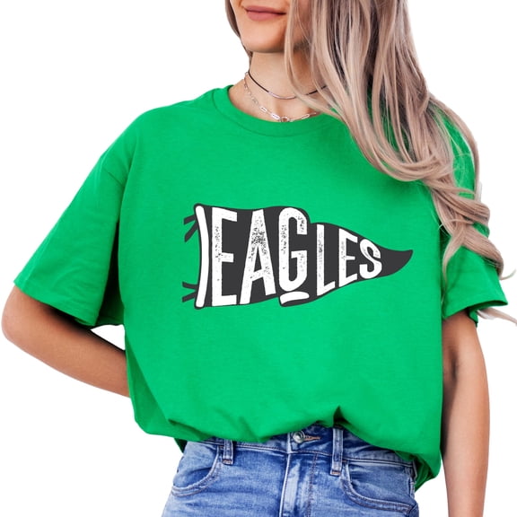Vintage Eagles Flag School Pride Shirt for Women and Teens Sports Team Mascot Tee Vintage Green Shirt Adult Medium
