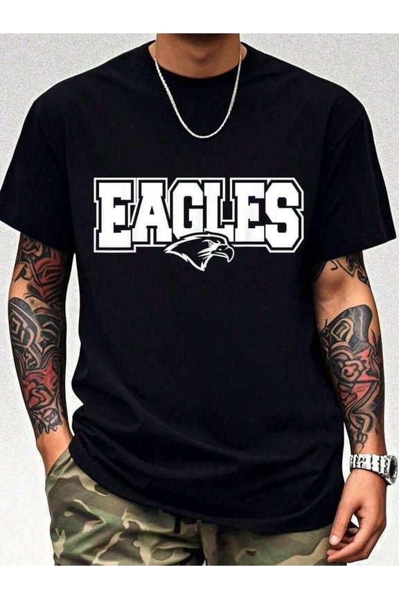 Vintage Eagles High School Go Eagles Coquette Bow T-Shirt Cotton Summer Men's Short Sleeve Tops T-Shirt2025