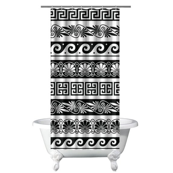 Vintage Earth Tone Boho Shower Curtain 36x72 Inches Bathroom Decor Quick-Dry Polyester with Plastic Ring Hangers